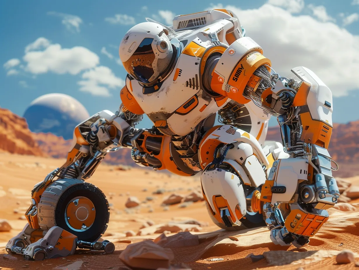 Robots innovants en action lors d'une mission spatiale