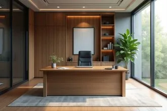 Bureau de direction en bois et verre moderne et esthétique