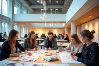 Étudiants en plein travail créatif à l'Iffdec à Rennes