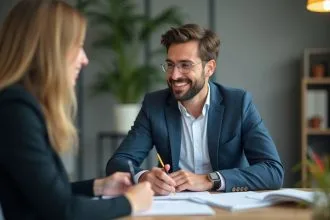 Consultant travaillant sur un ordinateur dans un bureau à Lille