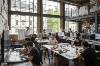Étudiants en illustration lors d'un atelier à l'Ecole Pivaut