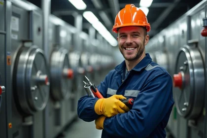 Artisan chauffagiste travaillant sur un système de chauffage à Bruxelles