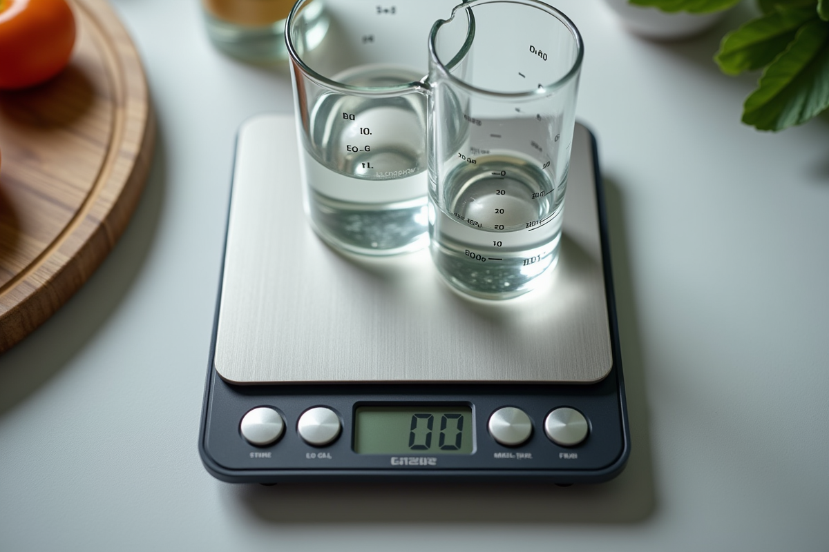 Balance de cuisine numérique affichant 100g en gros plan