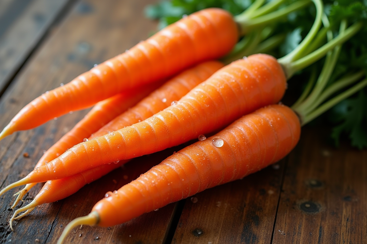 Carottes orange avec gouttes d