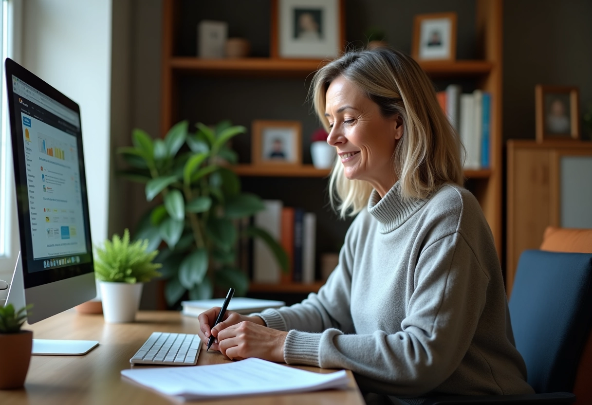 Professeure au bureau à domicile pour l