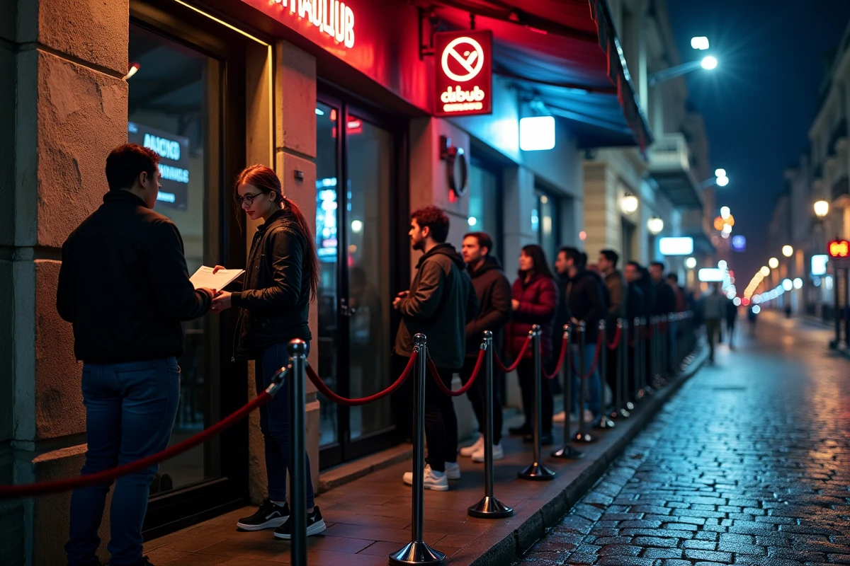 File d'attente devant l'entrée d'un club de nuit électro à Marseille dans le quartier de la Joliette