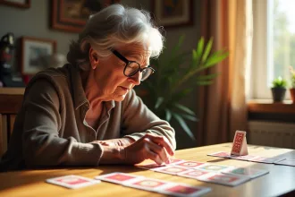 Seniors participant à un test de mémoire pour stimuler leurs capacités cognitives