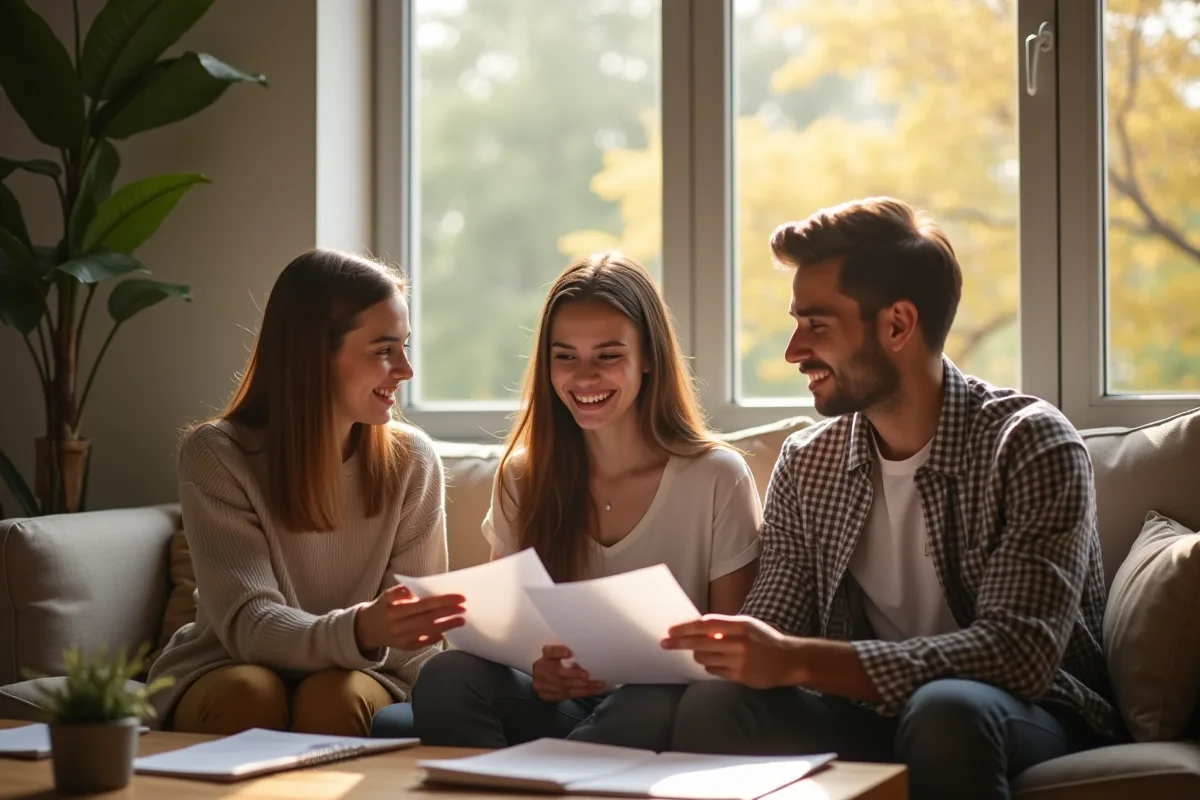 Colocation conviviale avec des cartons et une clé sur une table