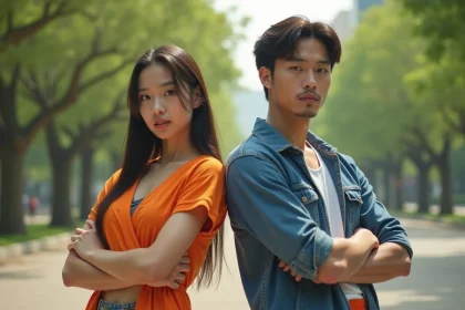 Jeunes adultes en tenue Dragon Ball Z dans un parc