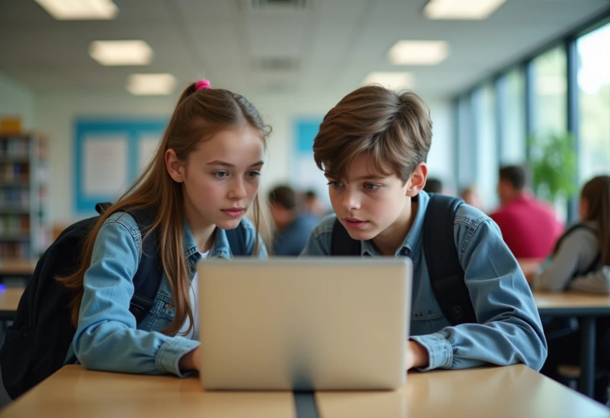 Jeune fille et garçon en classe collaborative pour l'article
