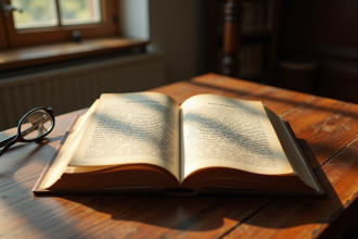 Livre de droit français ouvert sur un bureau en bois avec lunettes