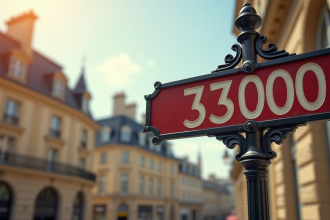 Panneau de rue avec code postal 33000 à Bordeaux architecture classique